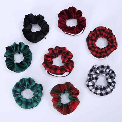 China Hair bindling women fashion Christmas scrunchies for Buffalo Plaid hair elastic hair band tie ponytail holder for sale