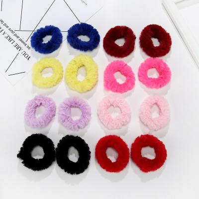 China Ladies Hair Decoration Wool Cloth Rubber Hair Scrunchies Candy Color Women Scrunchies Rubber Elastic Hair Ties for sale