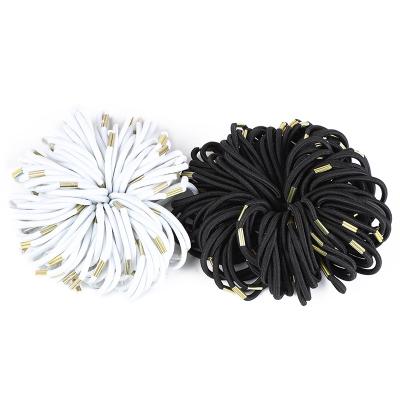 China 100Pcs/Pack Simple Black Hair Ties Custom Elastic Band Girls Hair Accessories Ladies Hair Decoration Support Elastic Band for sale