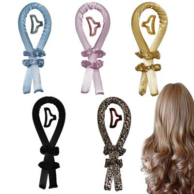 China Curly Hair Women Hair Wraps Ribbon Scrunchies Headwear Silk Satin Hair Curler Heatless Curling Headband Best Selling In USA Amazon for sale