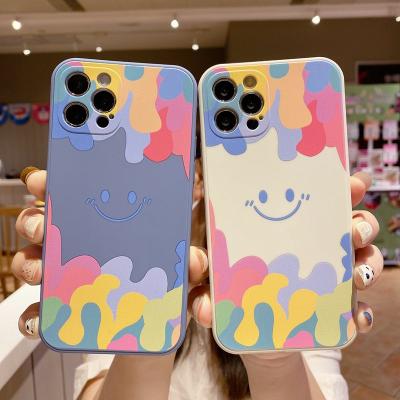 China Customized Simple Smile Cube Straight Side Cases For iPhone 13 pro Side Frame Cover Fundas For iPhone 12 Pro x 8 7 plus for sale