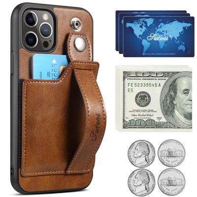 중국 leather mobile phone case with strap with card slot case for iphone 13 wallet case for iphone 13 pro max 판매용