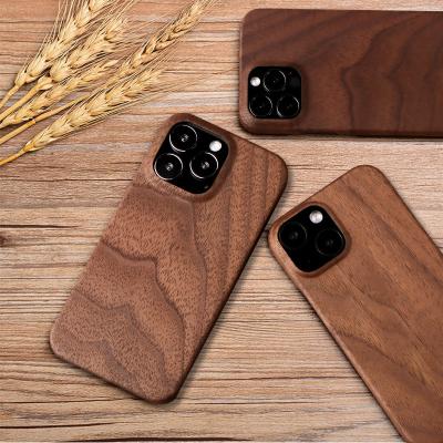 China Natural Wooden Phone Cover Walnut Simple Wood Case Iphone For Iphone 13 Pro Te koop