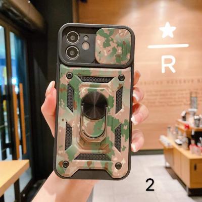 Cina Customized Camouflage sergeant ring holder slide camera lens protection shockproof kickstand phone case for iphone 11 12 13 pro in vendita