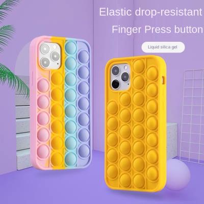 China Soft Silicone Cute Push Bubble Rainbow Waterproof Phone Cover For Iphone 12 Iphone 12 Pro Te koop