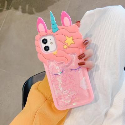 China Quicksand Eyelash Horse Waterproof Phone Cover Unicorn Anti-Fall Cute Iphone Case For Iphone 12 Pro en venta