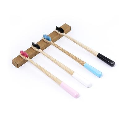 China Extra 4 pack travel size round bamboo handle travelsize ultra soft bamboo toothbrush eco friendly pink color bamboo kit set OEM logo custom for sale