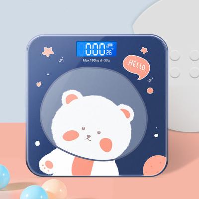 China Electronic Weight/Temperature Cartoon Weight Scale Household Scale Human Body Weighing Health Glass Scale for sale