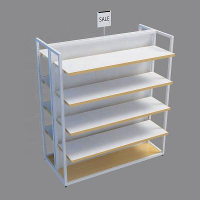 China LUX Customized Professional Metal MDF White Dress Racks Painting Clothing Store Baking Furniture for sale