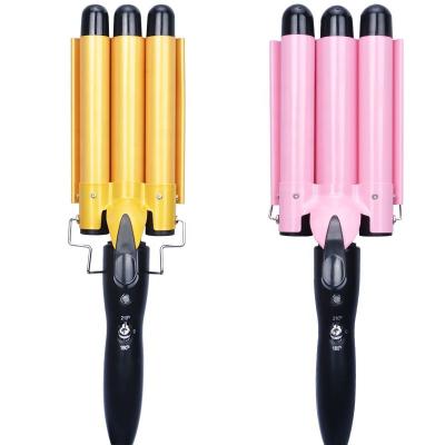 China New Products Barrel Style Crimper Korean Custom Home Easy Size Professional Travel Promotion Salon Use Ceramic Hair Hesitate 3 Barrel Electric Curling Iron for sale