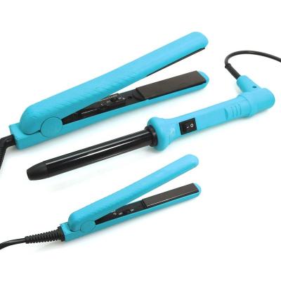 China Outdoor Wholesale Custom Multifunctional Gift Set Professional Electric 3 in 1Portable Mini Hair Straightener and Hair Curler for sale