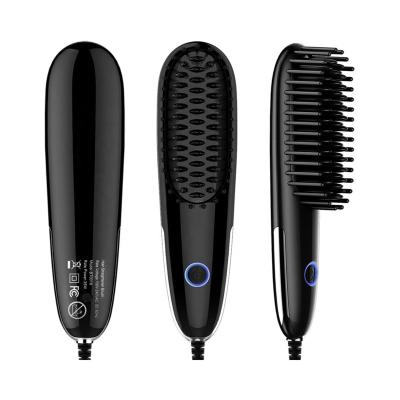 China Multifunctional Mini Size Hair Product Private Label Professional 2 in 1 Hot Airbrush Mini Hair Straightener Comb Brush Portable Electric for sale