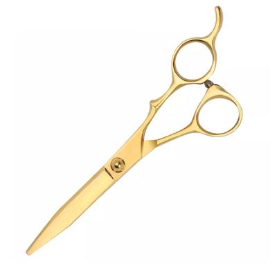 China Professional Barber Hair Styling Stainless Steel Hair Thinning Scissors 6 Inch Golden Hair Scissors Salon Scissors for sale