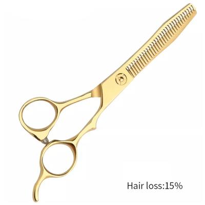 China Professional Hair Thinning Scissors Beauty Scissors Barber Hair Styling Stainless Steel Hair Scissors Gold Salon 6 Inch for sale