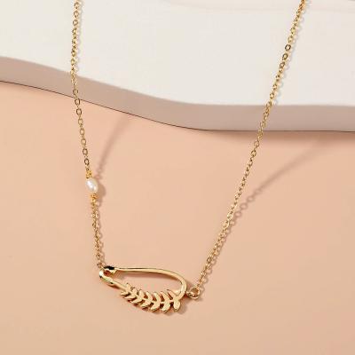 China FASHIONABLE 5 Designs Pin Zircon Freshwater Pearl Gold Optional Safety Chain Women's Jewelry Necklace for sale