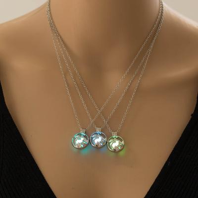 China TRENDY Halloween Round Hollowed Out Luminous Animal 3 Colors Necklace Personalized Jewelry for sale