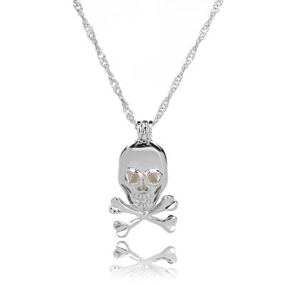 China Cage Freshwater Pearl Geometry Skull Rice Necklace Pendant Jewelry For Women for sale