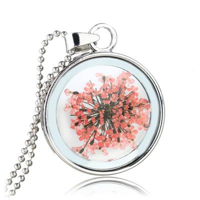 China Colorful Dry Geometry Lace Flower Around DIY Pendant Necklace Women Summer Beach Beach Jewelry for sale