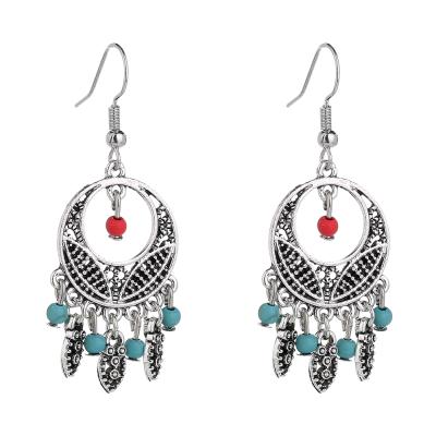 China Antique Silver BOHEMIA Round Water Drop Earrings With Ladies Fashion Bohemian Jewelry for sale