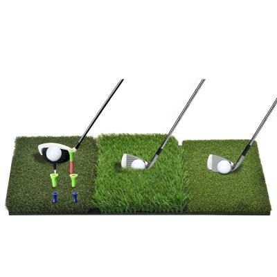 China Artificial Grass + Low Rubber Golf Practice Tri Turf Hitting Mat Golf Grass Mat Driving String Mat for sale