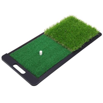 China Artificial Grass + Low Rubber Golf Practice Tri Turf Hitting Mat Golf Grass Mat Driving String Mat for sale