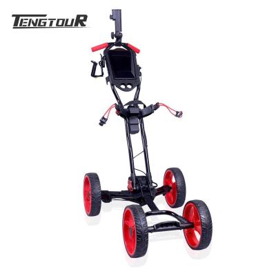 China Factory Wholesale Hand Push Foldable 4 Wheel Pull Push Golf Cart Multiple Function Golf Cart With Unbrella Stand for sale