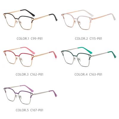 China Wholesale Custom 2022 Fashion Women Sunglasses Metal Frame For Female Blue Light Blocking Glass Optical Glasses for sale