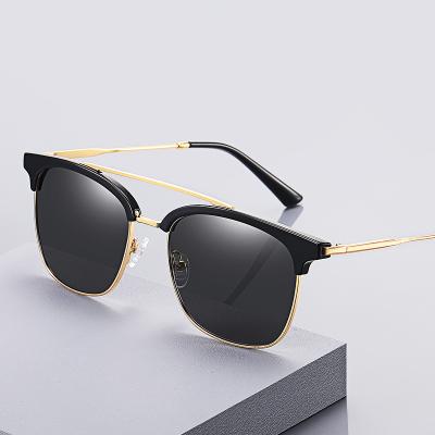 China 2022 Fashion Wholesale New Polarized Men's Sunglasses Trend Large Frame Double Beam Metal Sunglasses for sale