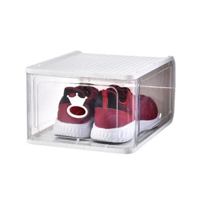 China Stackable Modern Plastic Shoe Box Acrylic Shoe Organizer Sneaker Display Case for sale