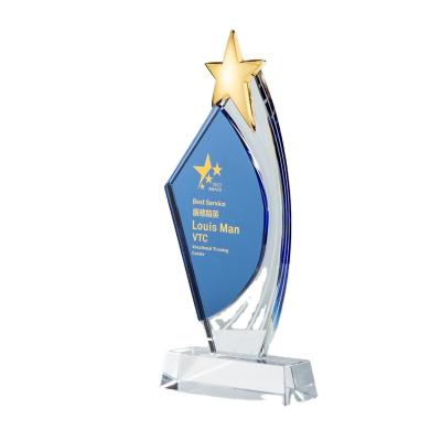 China China New High-quality Custom Crystal Glass Trophy Metal Five-Pointed Star Company Award Souvenirs for sale