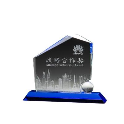 China China Creative New Design Core Crystal Glass Trophy Football League Championship Trophy Blue Customization for sale