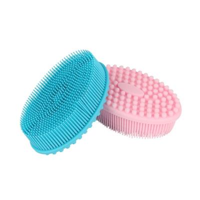 China Stocked Soft Multifunctional Silicone Baby Bath Cleaning Brush Body Bilateral Exfoliate Scrub Messaging Brush Cleaning Hair Brush for sale