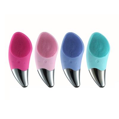 China Stored Silicone Brush Vibration Face Cleaner Electric Facial Cleansing Deep Pores Face Skin Care Tools Messaging Brush for sale