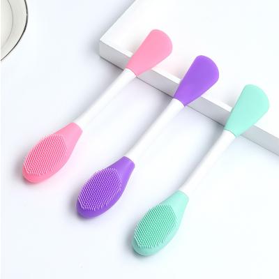 China Stocked 2 in 1 Soft Silicone Face Brush Facial Cleansing Brush Exfoliating Blackhead Remover Face Mask Brushes for sale