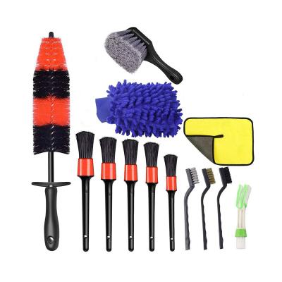 China Stocked Hot Selling 13 Pcs Car Wash Brush Car Cleaning Brush Dashboard Air Vent Dust Detailing Cleaning Brush for sale