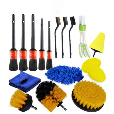 China Stocked Hot Selling 17 Pcs Car Cleaning Brush Car Wheel Cleaning Brush Dashboard Air Vent Dust Dirt Removal Detailing Brush for sale