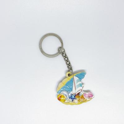 China Souvenir Manufacturers Hot Sale Ocean Beach Printing Souvenir 3D Resin Key Chain Cheap Key Chain Tourist Gift for sale