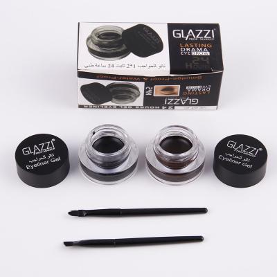 China Waterproof 2 in 1 Black & Brown Gel Eyeliner Set Water Proof Smudge Proof Tip For All Day Delineador de ojos for sale