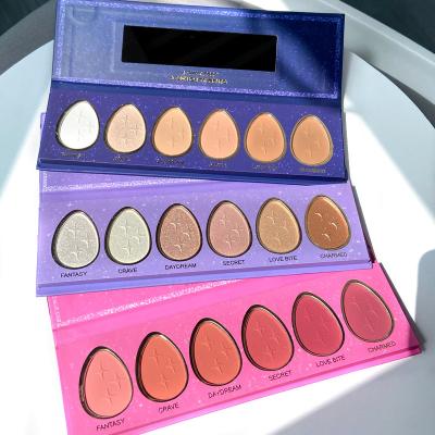 China Wholesale high quality waterproof 6 color highlighter blush contour palette rostro cosmetico iluminadores al por mayor for sale