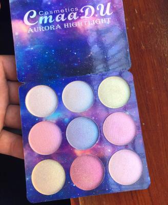 China 9 Colors Chrome Waterproof Duo Shimmer Glow Makeup Highlight Bar Palette Illuminating Chrome Pigmented Iluminador for sale