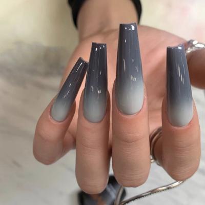 China Design 24 pcs press on nails 2021 fake nails with glue set press on nails coffin unas product al por mayor for sale