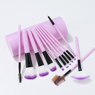 China Angular Blush Wholsale Makeup Brushes 5 Colors 12 Pcs With Bag Face Concealer Brush Makeup Brush Set For Makeup Set brochas de maquillaje for sale