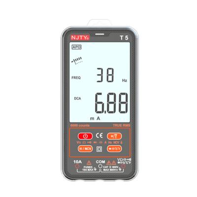 China T5 Touch Button HD Screen DC 5mA-10A Wire Test Live Neutral Multimeters NCV Lighting Function T5 Digital Multimeter for sale