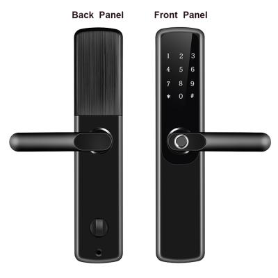 China Zinc Alloy Easy Install Fingerprint Smart Tuya Simple Design Deadbolt Handle Digital Lock Key for sale