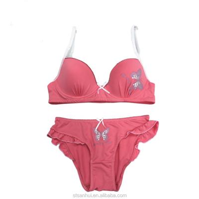 China Antibacterial Comfortable Teen Underwear Butterfly Print Girl Bra Panty Set for sale