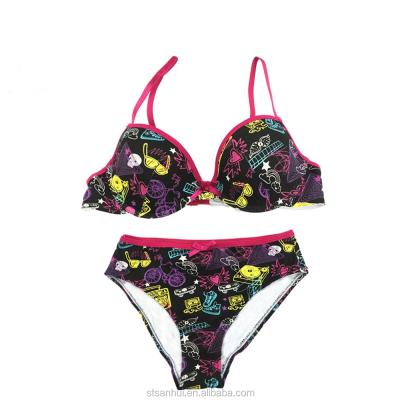 China Young ladise antibacterial popular match colors bra and panties set fashion prints customized for sale