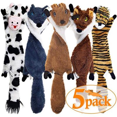 China 5 Pack Pet Toys Viable Dog Squeaky Toys Wrinkle No Animals Dog Plush Chew Stuff Toy for sale