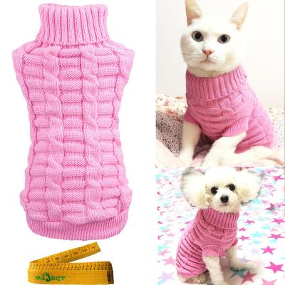 China Durable Stylish Knitted Braid Turtle Neck Sweater Outerwear Sweater Pet Clothes For Dog Cat for sale