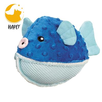 China Viable Fish Train Plush Dog Toy With Healthy Fish Squeak Plush Toy for sale