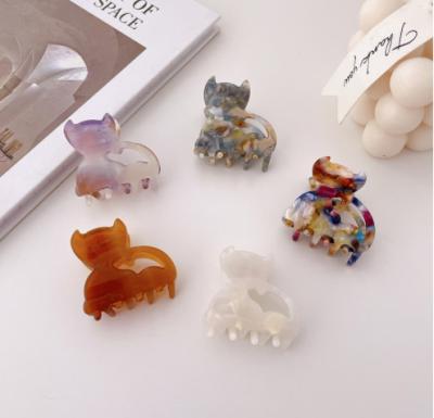 China Cute High Quality Small Hair Clip Dish Acetate Cavity Little Kitty Claw Clip For Women And Girls for sale